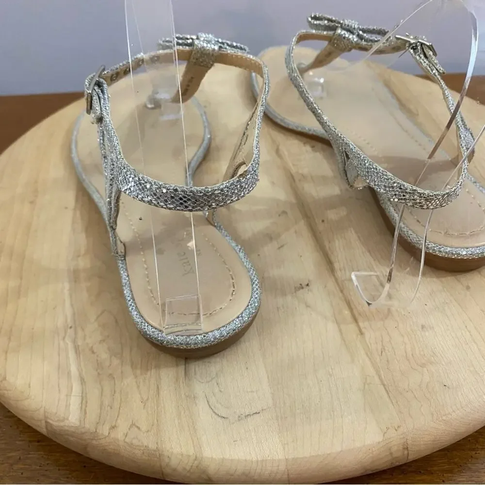 Kate Spade Andrea Women's Silver Bow Thong Sandals N6481 Size 9.5 Medium‎